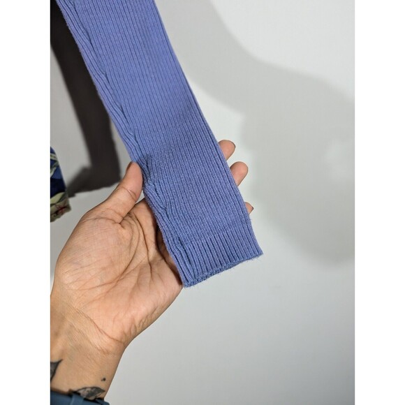 J. McLaughlin Sweater Women Sz S Blue Quilted Fron Silk Marine Nautical Jacket - Picture 11 of 12